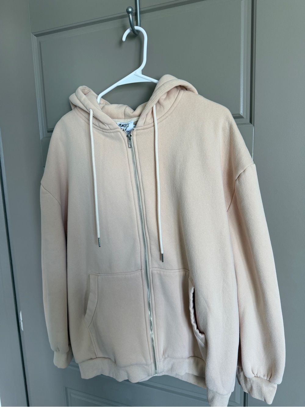 Zip-Up Hoodie Jacket in Light Beige
